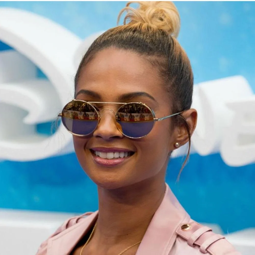 Round Sunglasses Women Gold Frame Pink Lens Circle Glasses Retro Style Lentes